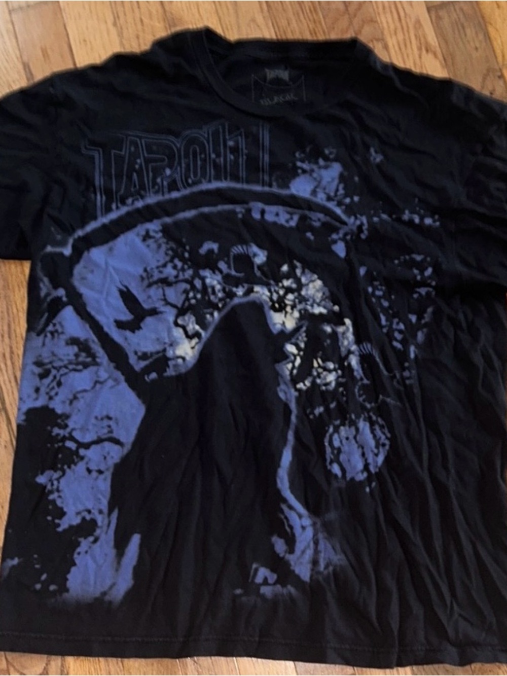 Tapout Men's grim reaper Black Graphic Tee with Blue Print